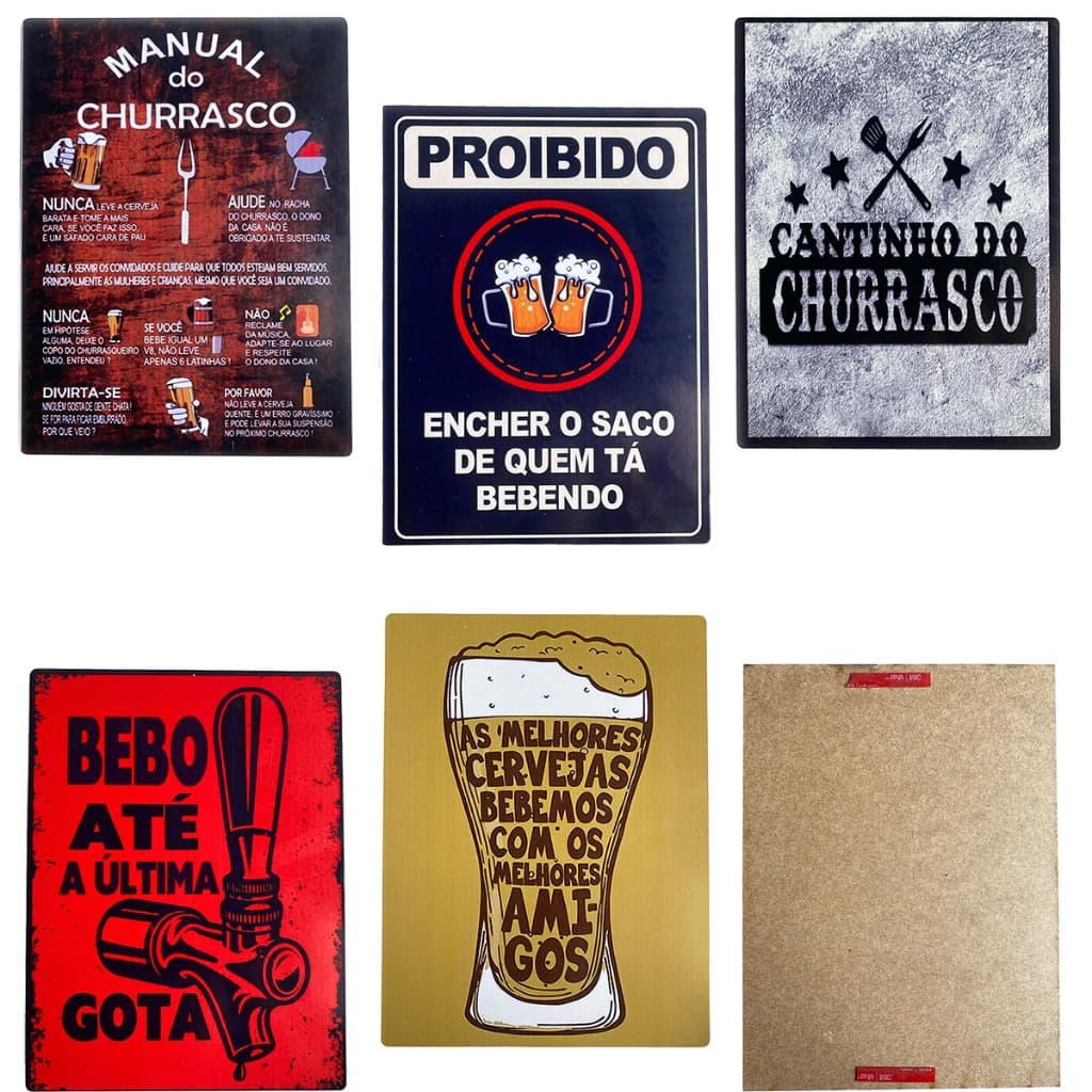 Kit Quadro Decorativo Churrasqueira Area Gourmet 5 Unidades Churrasco