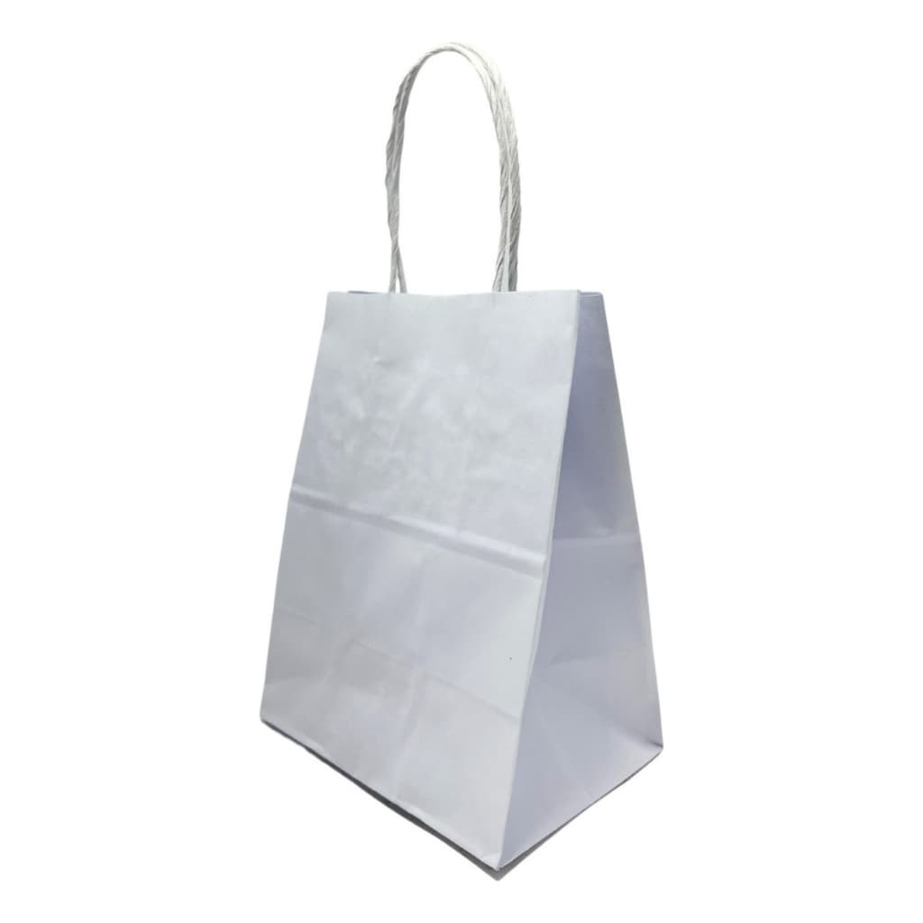 50 Mini Sacola Kraft Branco 12x8,5x16cm Joia Semi Joia Acessórios Festas Brinde Maquiagem Festa