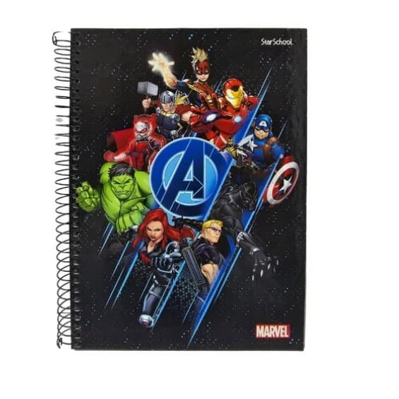 Caderno Espiral Universitario CD 10x1 160 Fls Avengers  Escolas Faculdades Anotações