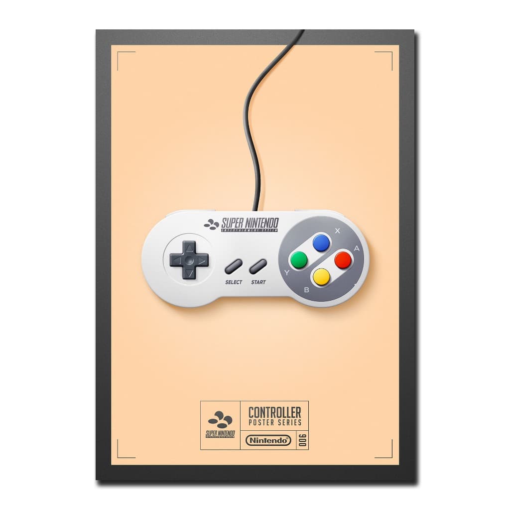 Quadro Placa Decorativa Gamer Controle Super Nintendo Vídeo Game Console