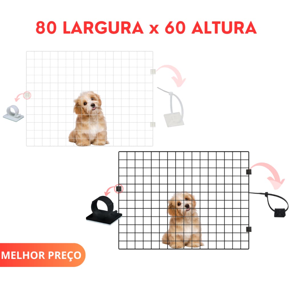 Portão Pet Fixo Grade De Cachorro Tela Limitador De Passagem