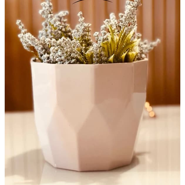 Vaso cachepo para plantas decorativo redondo facetado  estilo fibra de vidro