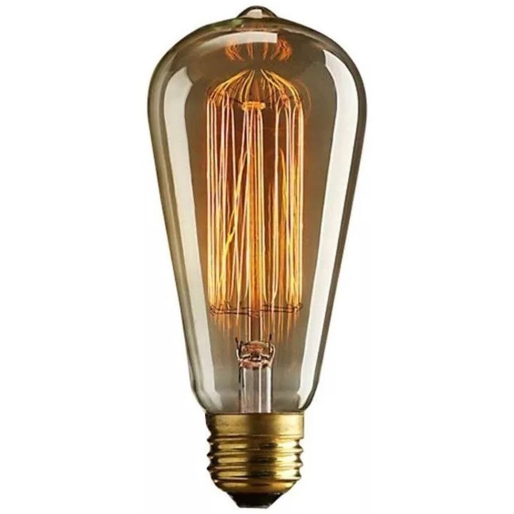 3 Peças - Lâmpadas Filamento De Carbono Retrô St64 40w Dimerizavel