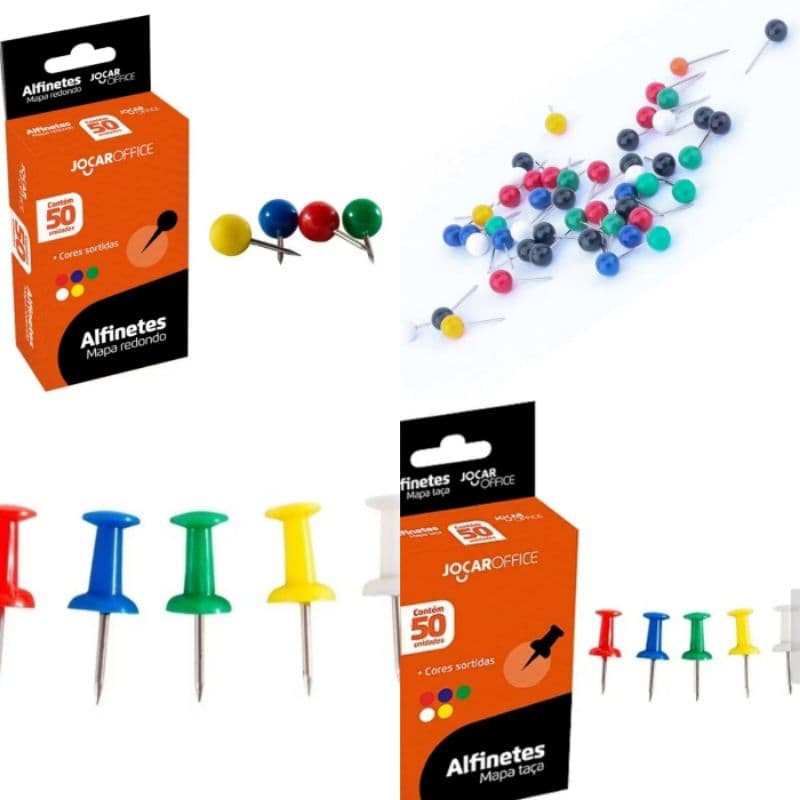 3 caixas 150 Alfinete Mapa Redondo /Taça 50 Unidades Colorido