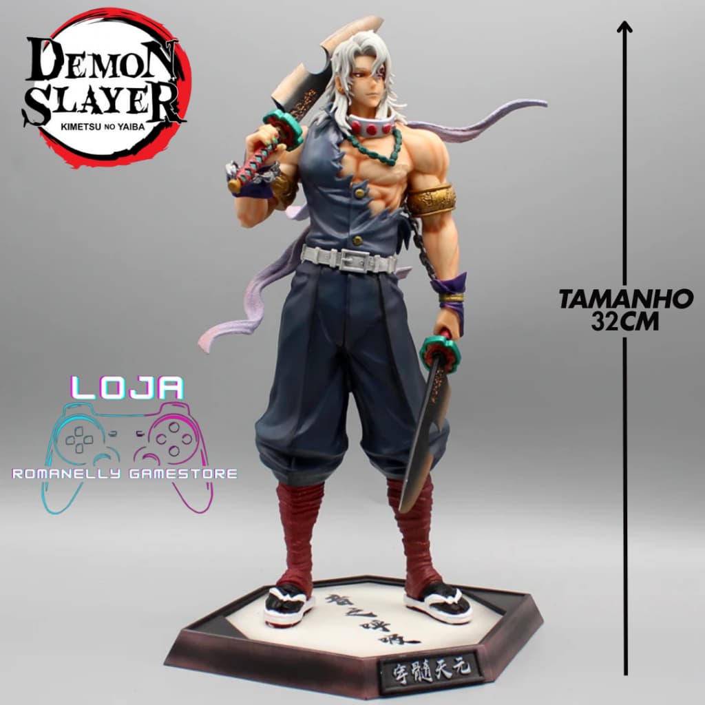Uzui 32cm Hashira do Som Boneco Action Figure Demon Slayer Kimetsu no Yaba Anime Japones Figura Geek Enfeite Decoração