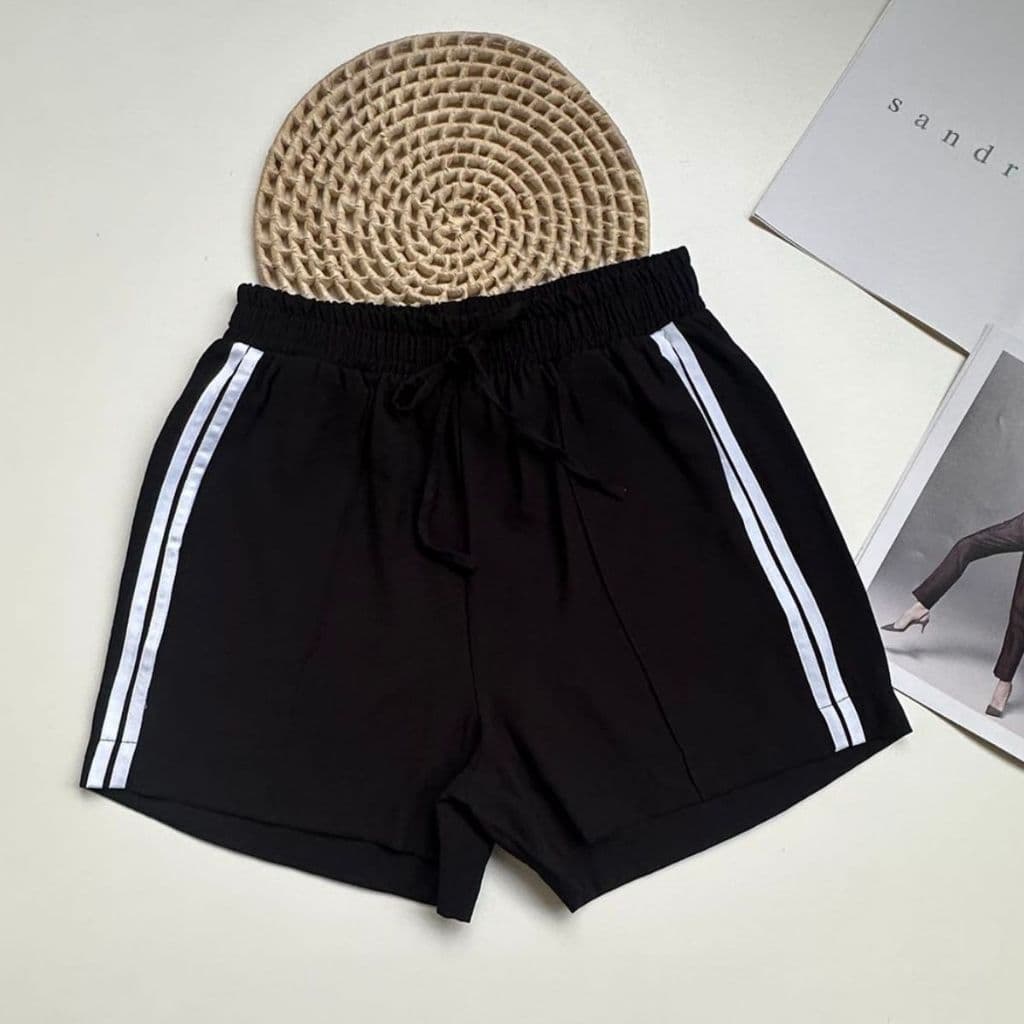 Shorts marrant listrado vertical simples feminino, estilo casual confortável e versátil