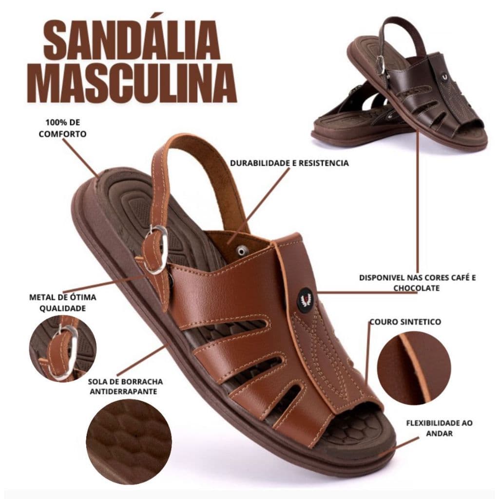 Sandália Masculina Antiderrapante Antistress Ortopédica Confortavel