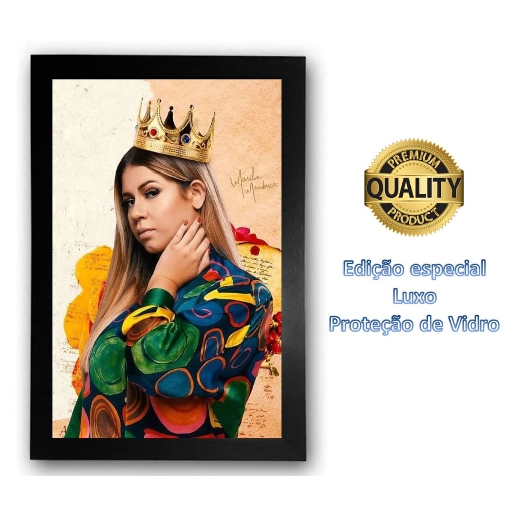 Quadro Marília Mendonça Moldurado Grande Vidro Luxo 30x40 cm cod.9