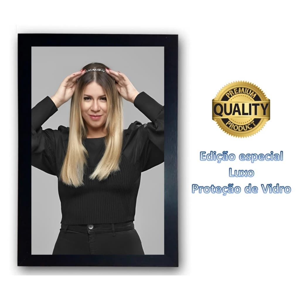Quadro Marília Mendonça Moldurado Grande Vidro Luxo 30x40 cm cod.7