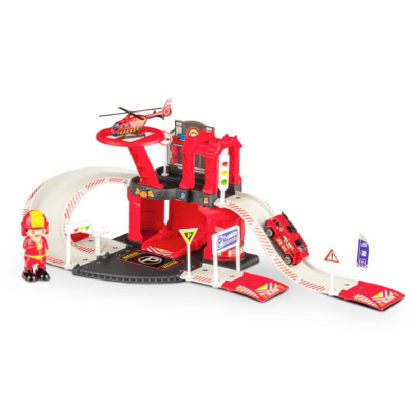 Brinquedo MULTIKIDS ORIGINAL Posto De Bombeiro garage Wheels Pista Com Carrinho E Acessórios Tipo Estilo Hot Wheels