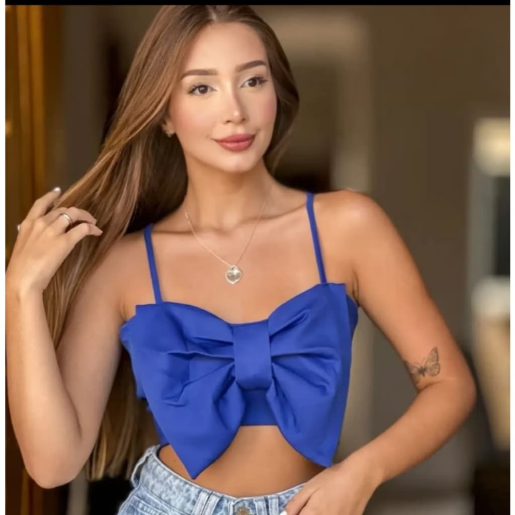 cropped   de laço  borboleta alfataria moda gringa verao