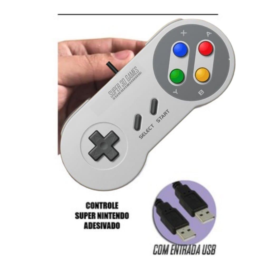 Controle Super Nintendo Snes Colorido - USB