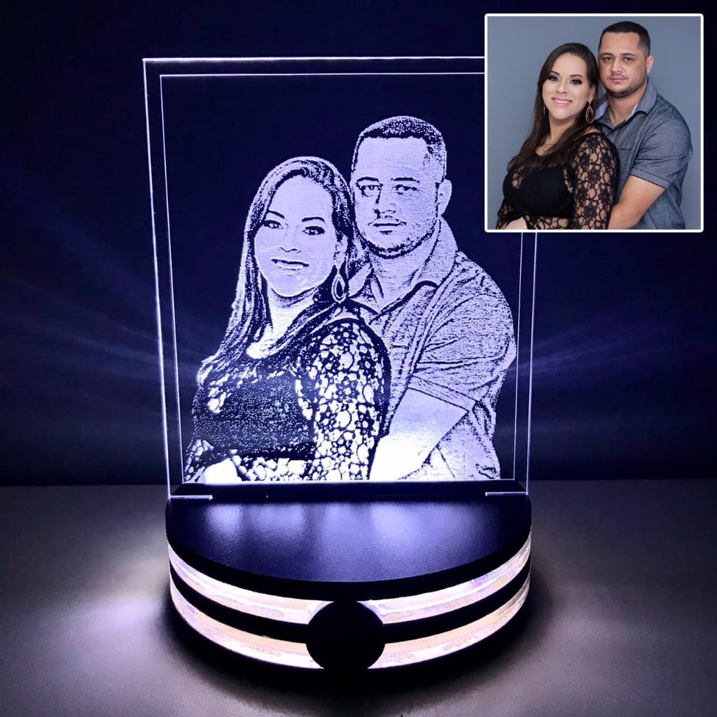 Luminária Abajur com Foto Personalizada em Acrílico