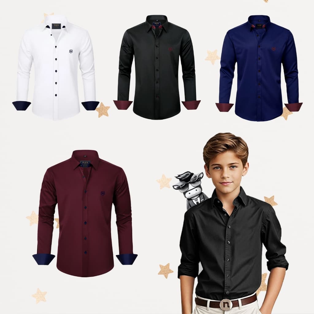 Camisa Social Infantil Juvenil Manga Longa Premium Pajem