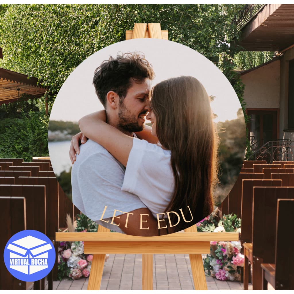Painel Quadro Redondo Foto Enfeite Decoração Casal MDF 50x50