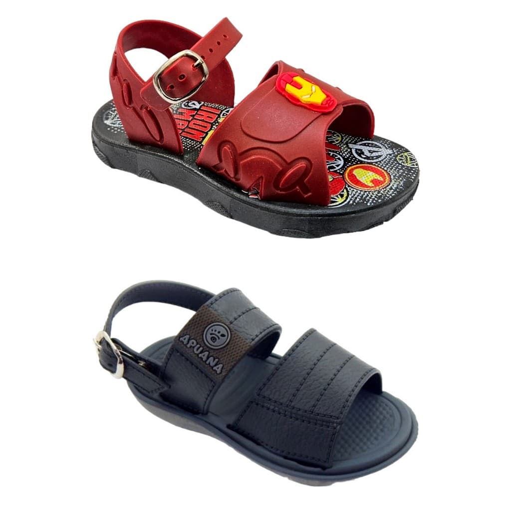 Kit 2 Pares Sandalia Baby Personagens Menino + Sandália Baby Apuana  Papete Masculino