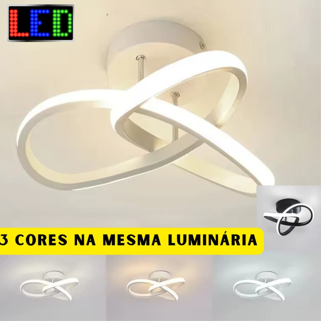 Luminária de Teto Lustre Pendente Plafon Led Moderna Para Sala Cozinha Quarto Corredor 3 Cores