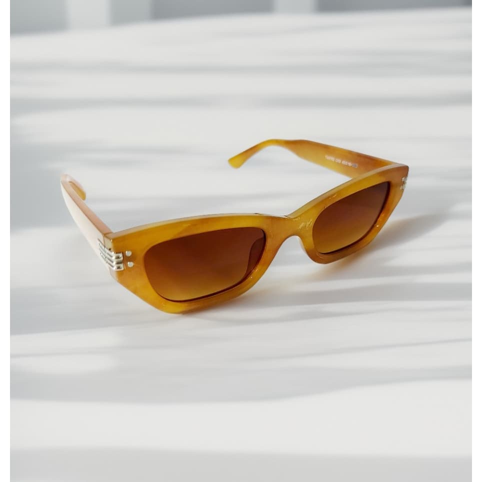 Óculos de Sol Redondo Marrom Claro Amarelo Escuro Transparente UV400