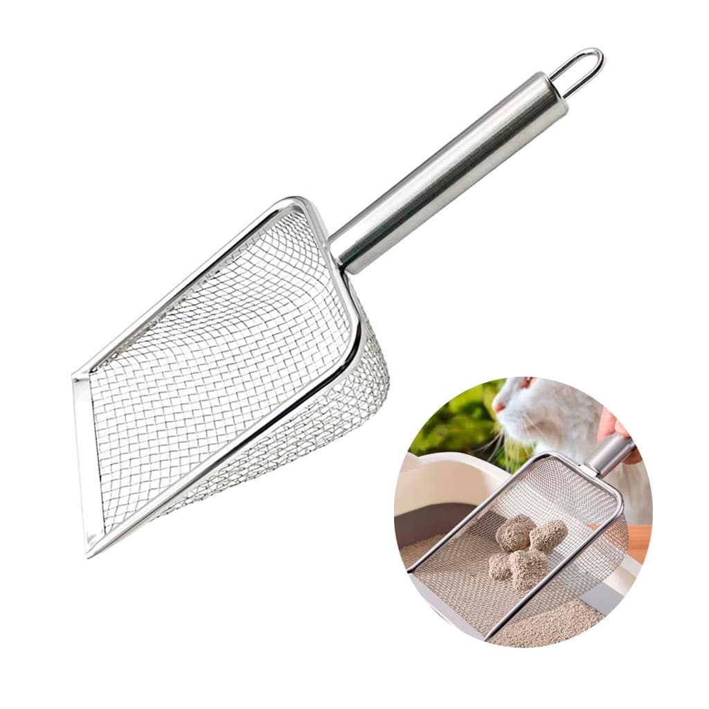 Pá Peneira de Areia Aço Inox Coletora Higiênica Pet Gato Cachorro