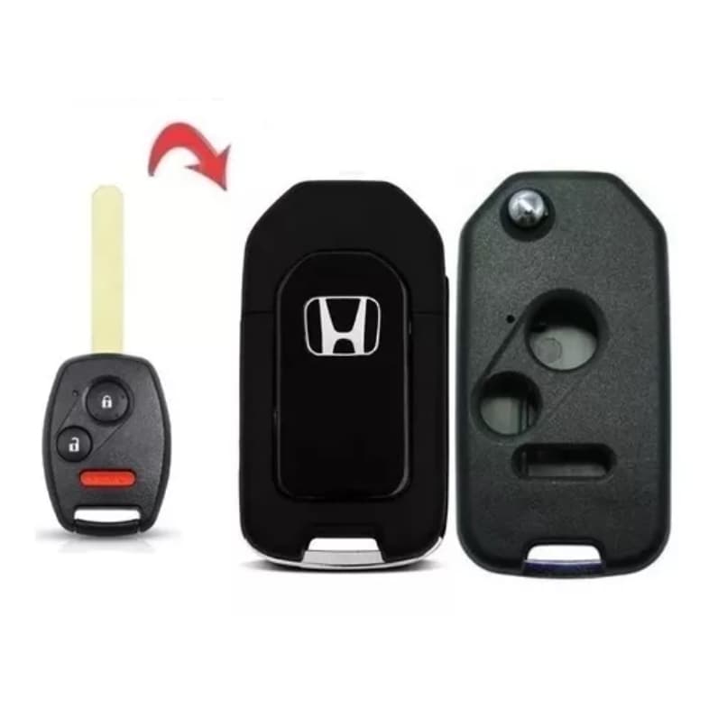 Carcaça Chave Canivete Adaptação Honda New Civic City CRV Fit Accord 2008 à 2012 - 2 Botões + Pânico Lâmina Pantográfica