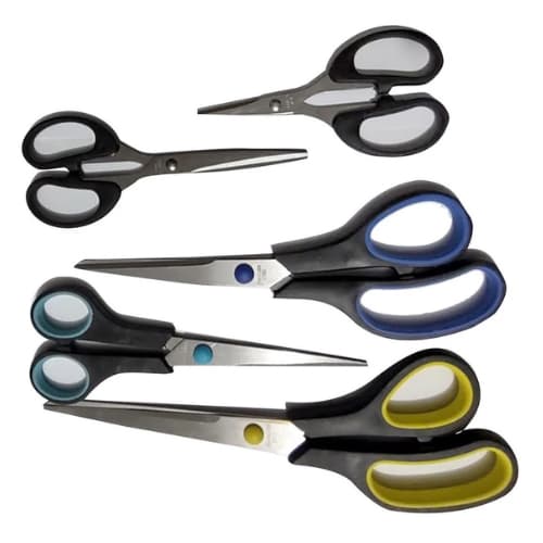 Kit 5 Tesouras Multiuso Cabelo Papel Plastico Borracha Eva