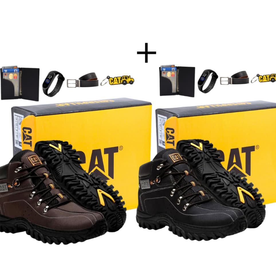 Kit 2 Botas Coturno Botina Masculina + Cinto + Carteira e Relógio