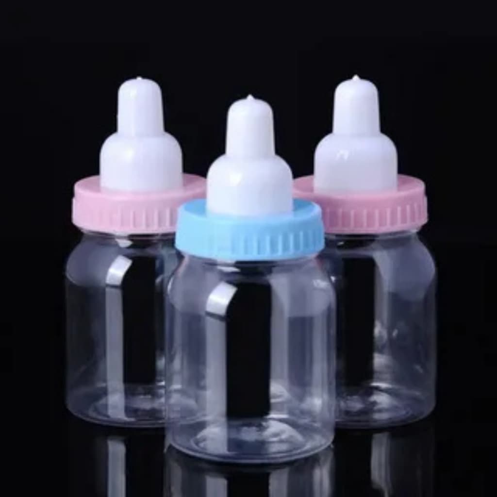 Garrafa Formato Mamadeira Tamanho 3,5X9CM Rosa e Azul 12 Unidades