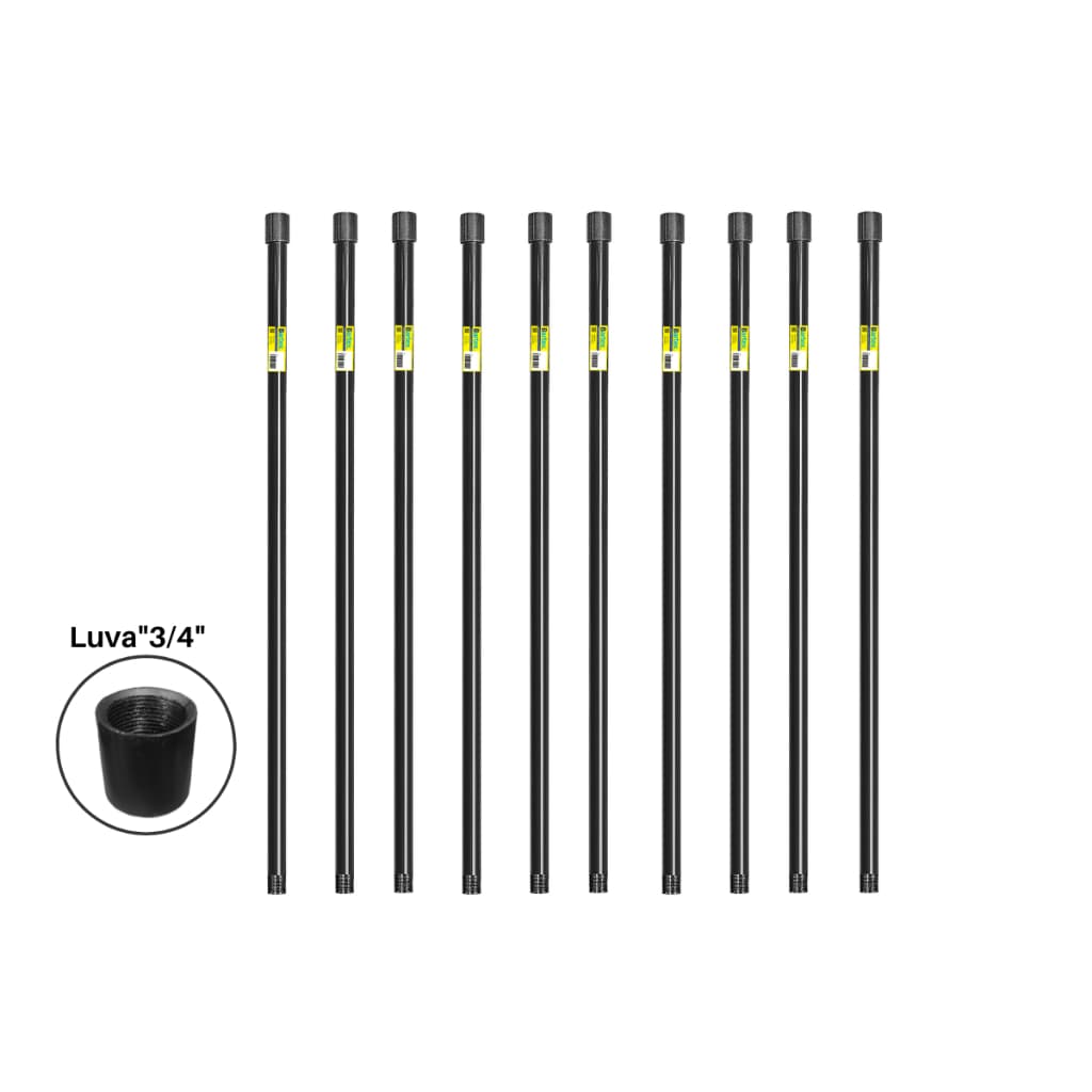 Kit 10 Extensores de 1 Metro Para Trado Cavadeira/Perfurador e Poço Artesiano - Bartex