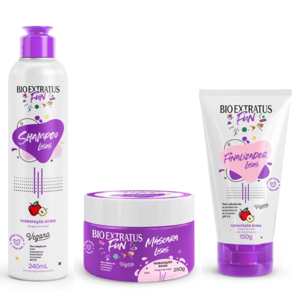 Bio Extratus Kit Linha Fun Lisos (Shampoo, Máscara e Finalizador)
