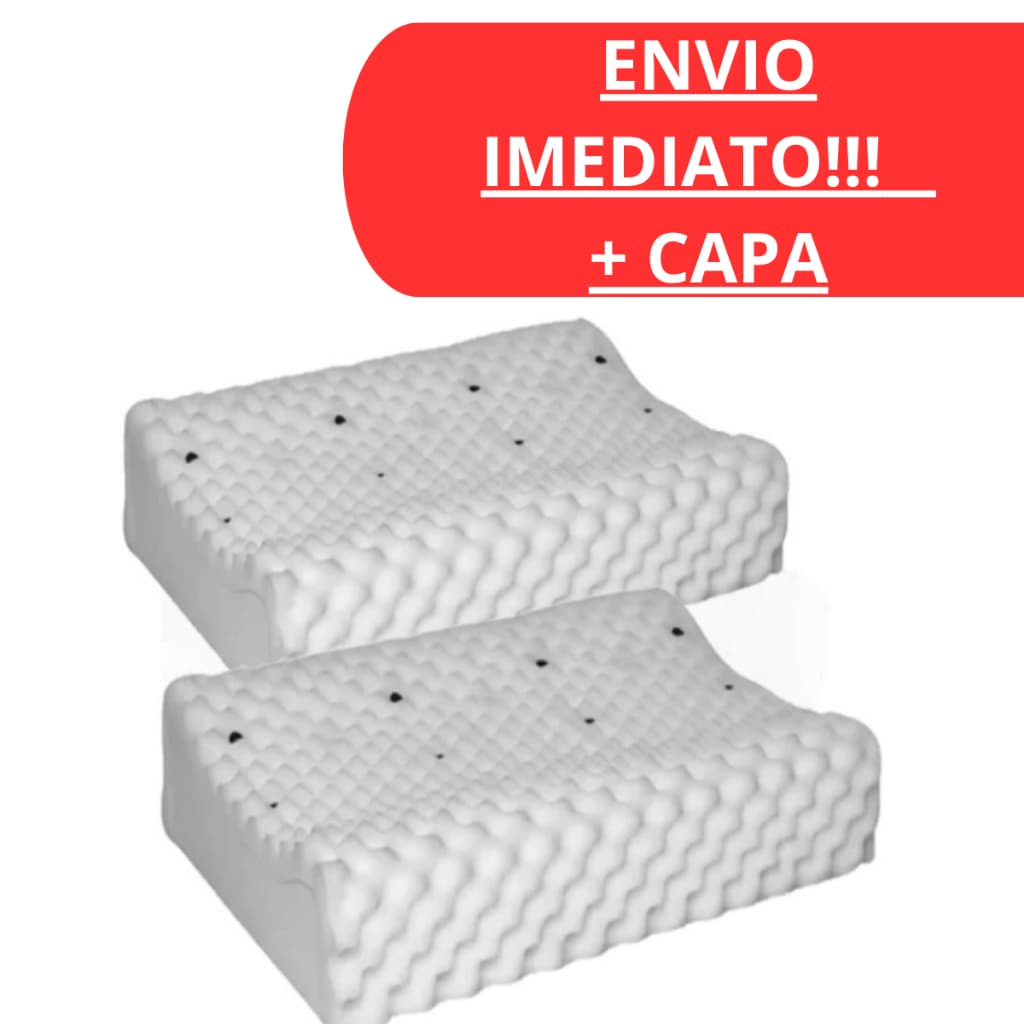 Kit 2 Travesseiros Cervicais Ortopédicos Magnéticos Anatômicos | Espuma Soft Infravermelho Premium