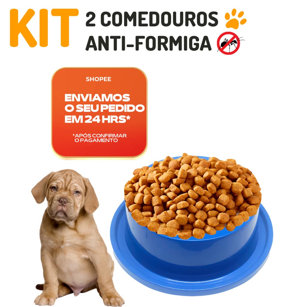 Kit 2 Comedouro Bebedouro Anti Formiga Pet 1000ml Cachorro Alimentação Adequada e Confortável
