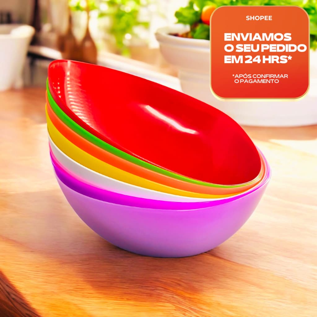 Saladeira Bowl de Plástico com Capacidade de 4 Litros P/ servir saladas frescas, frutas cortadas, pipocas ou sobremesas