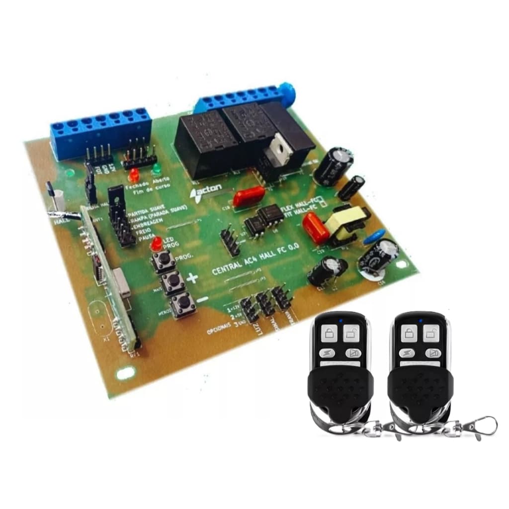 Placa Central Acton Compatível com Motor Rossi Turbo Com Kxh30fs + 2 Controle Aço Escovado