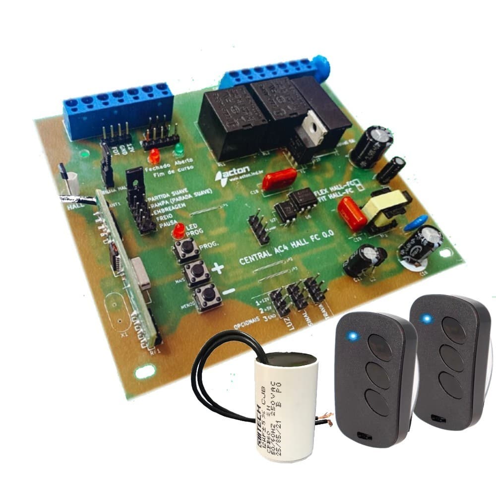 Placa Central Acton Compatível com Motor Rossi Turbo Com Kxh30fs + 2 Controle e Capacitor