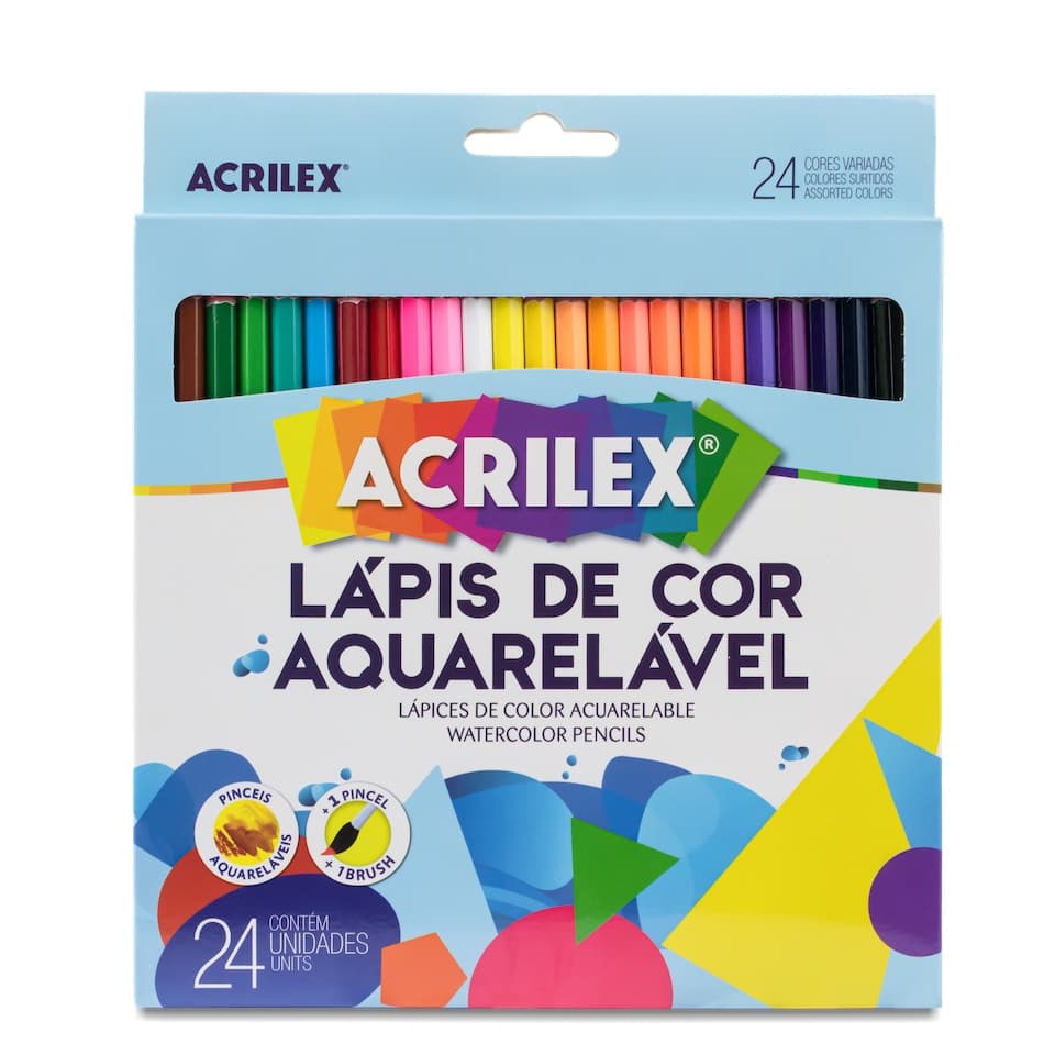 Lápis De Cor Aquarelável 24 Cores + Pincel Brush ACRILEX