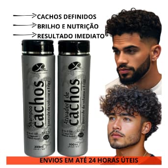 Kit Ativador de Cachos Masculino Brilho Definição Hidratação profunda Antifrizz para Homem 300mL