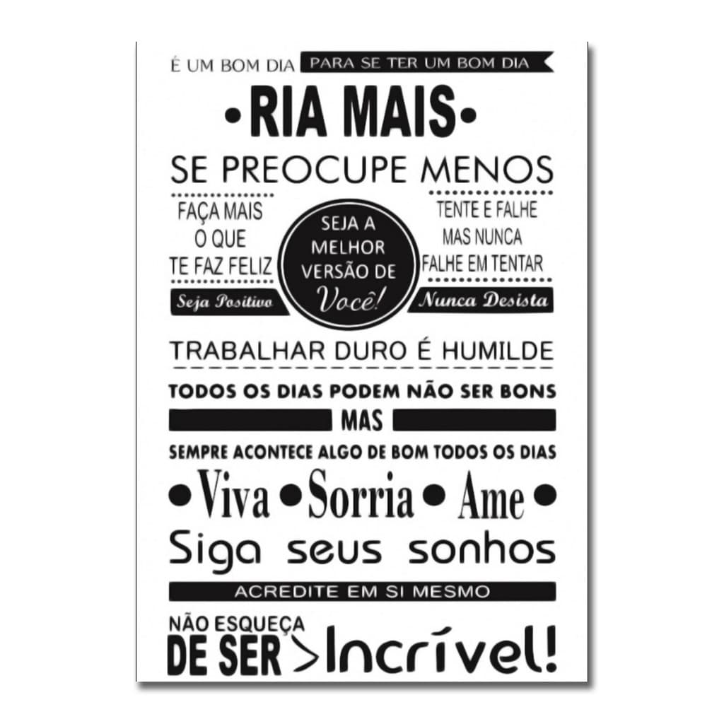 Quadrinho Placa Decorativa Frase Ria Mais Se Preocupe Menos Faça o que te faz feliz