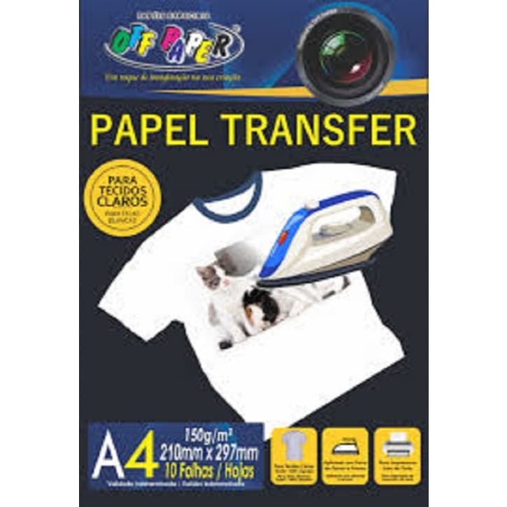 Papel Transfer Tecidos Claros A4 150g Off Paper 10 Folhas Ferro de Passar Impressora Comum Epson L3260 L4260 Canon G3100