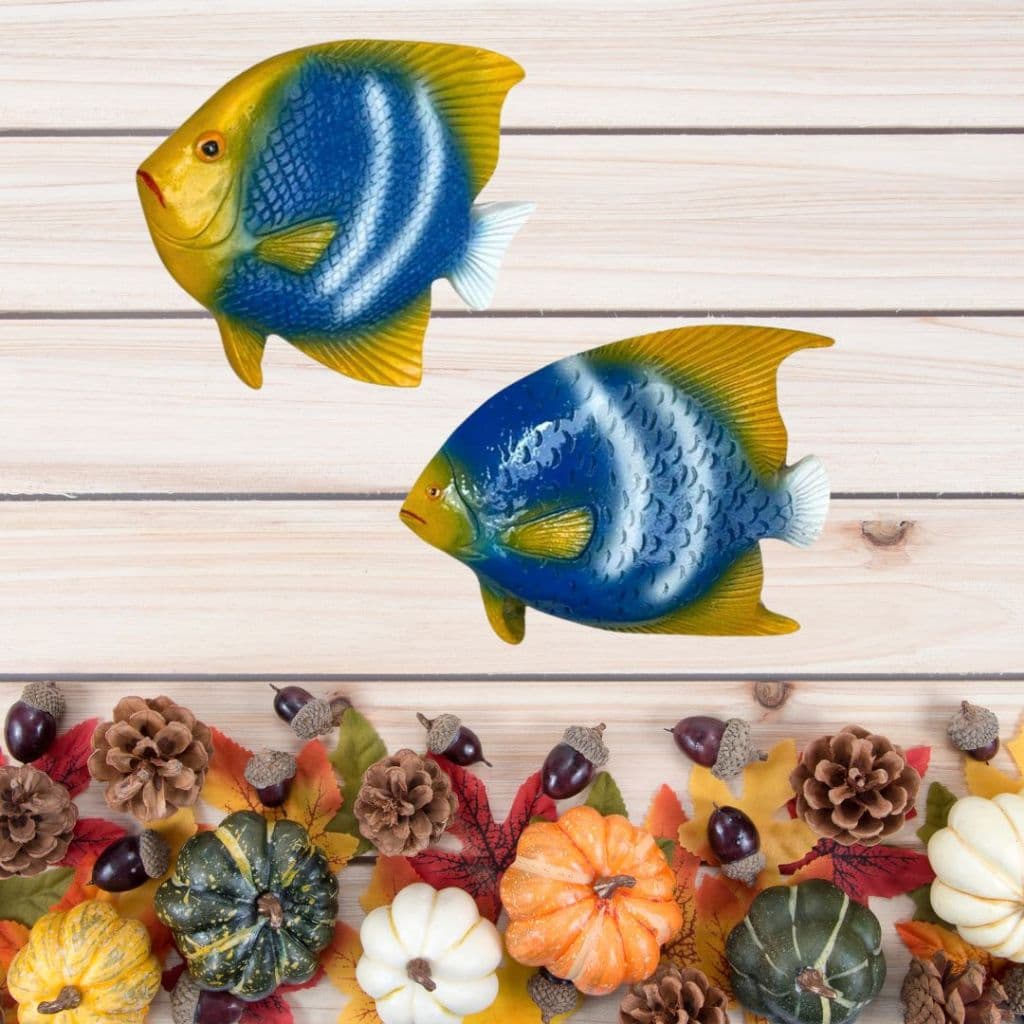 Kit 2 Peixes Em Resina Pintado A Mão Decoração Parede Mar
