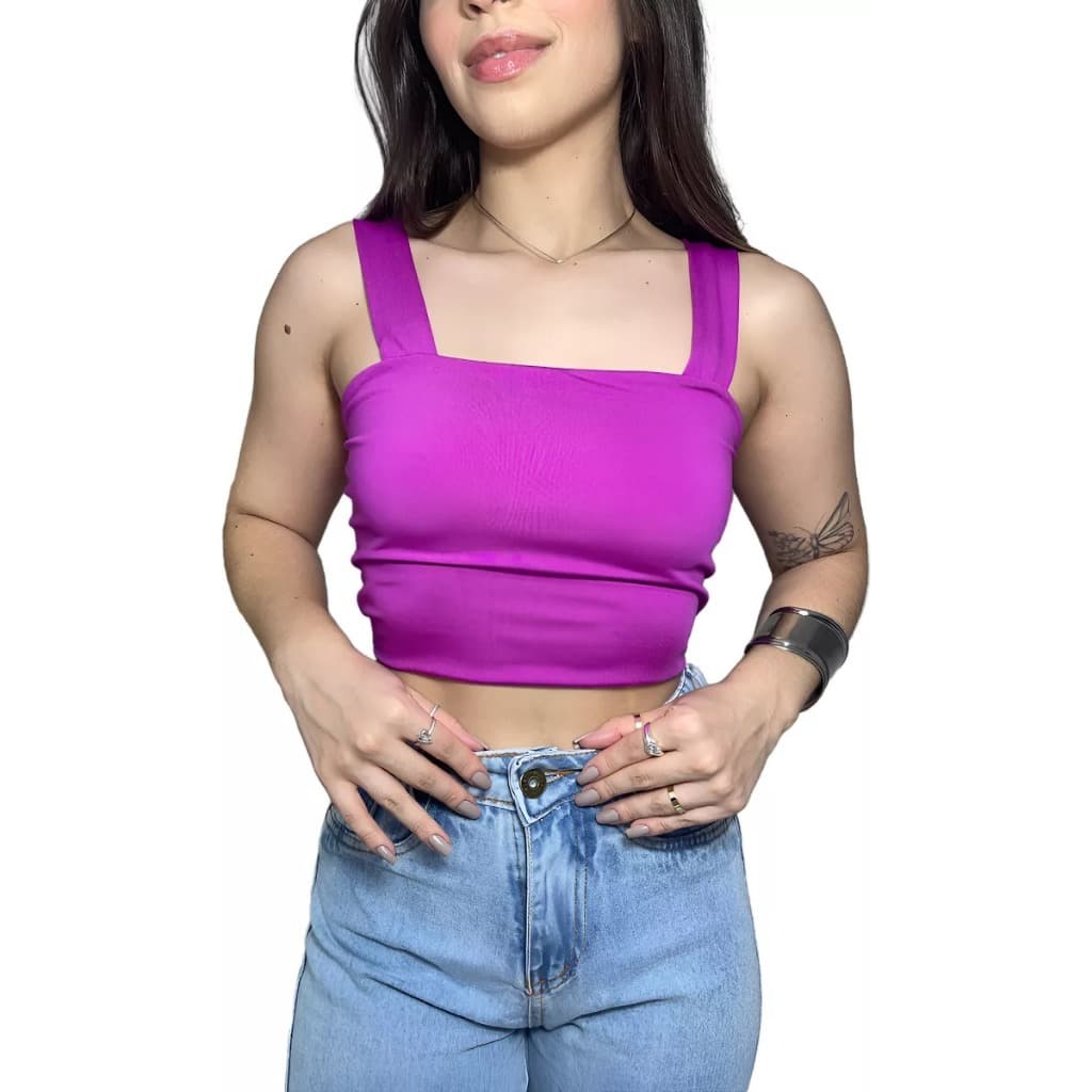 Regata Baby Look Roxa Feminina Suplex Costas Aberta