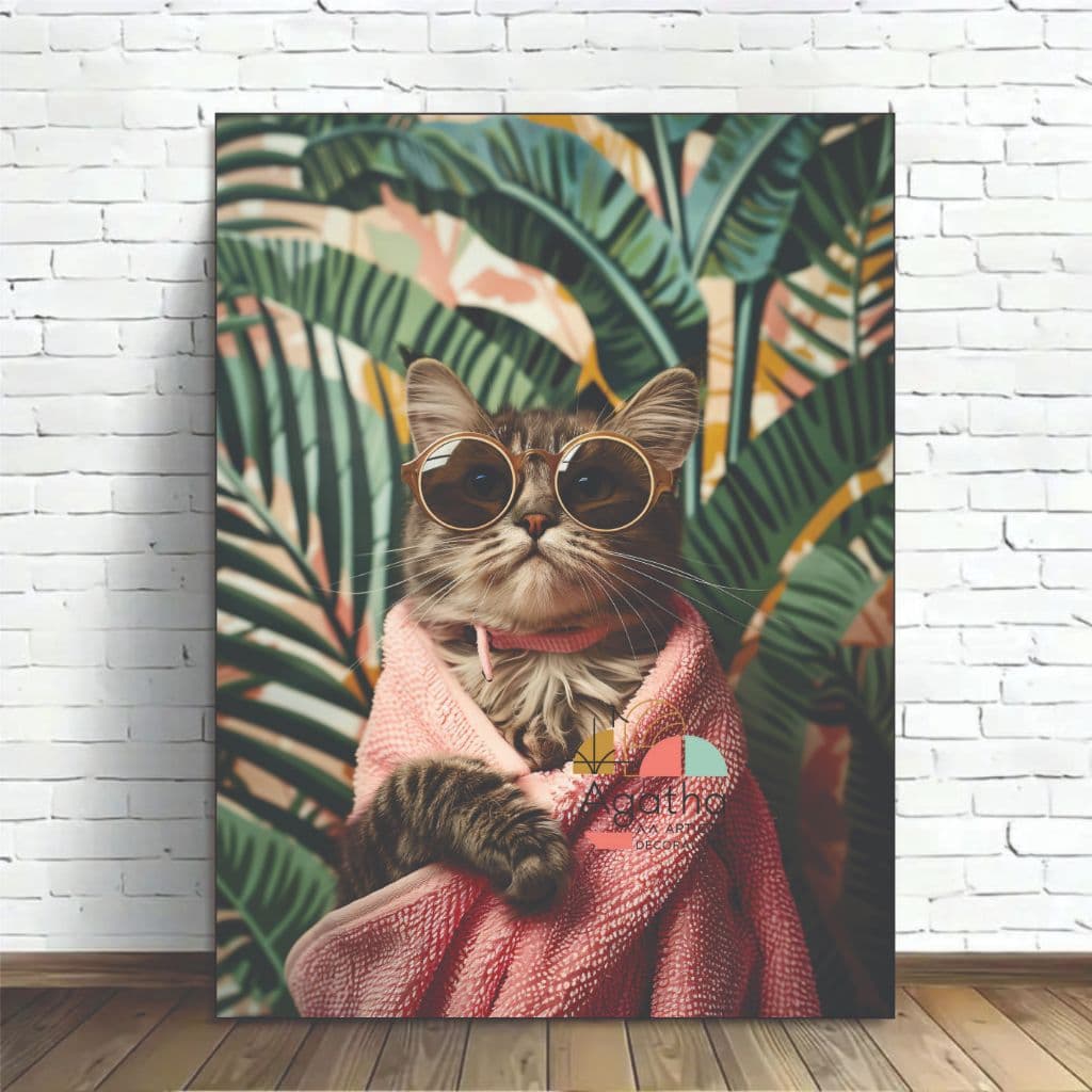 Quadro Gato rico  1 peça Premiun pet shop consultório veterinário  banheiro toalete Arranha gato