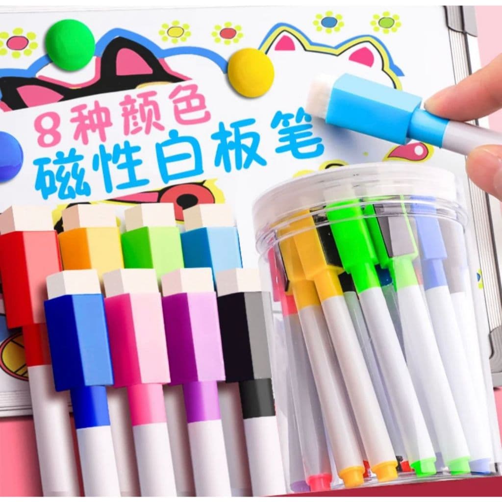 50 Canetas Para Quadro Branco Com Apagador + Imã - TINTA COLORIDA