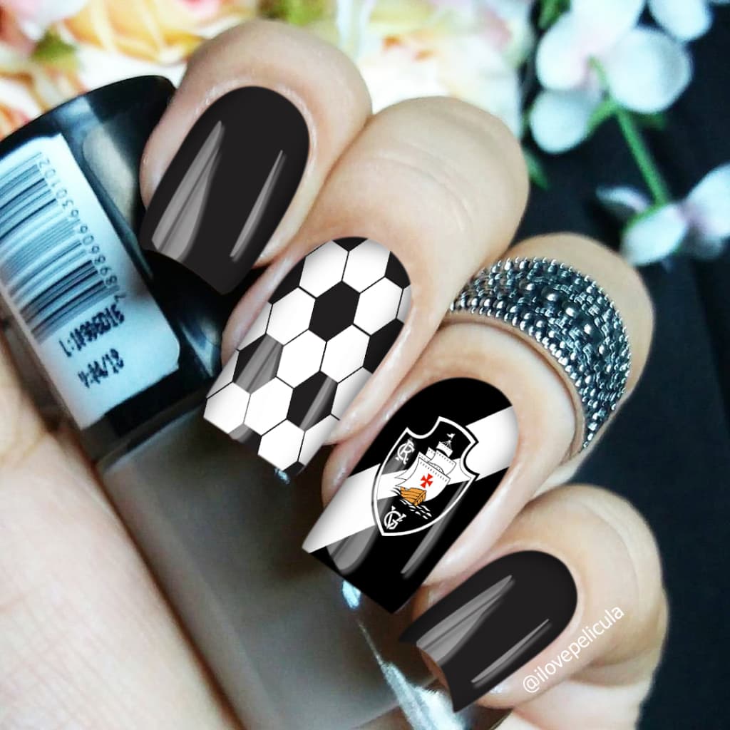 Película de unha time vasco cartela com 12 adesivos TM - 009 Adesivos,películas,unhas,nails art,unhas, futebol