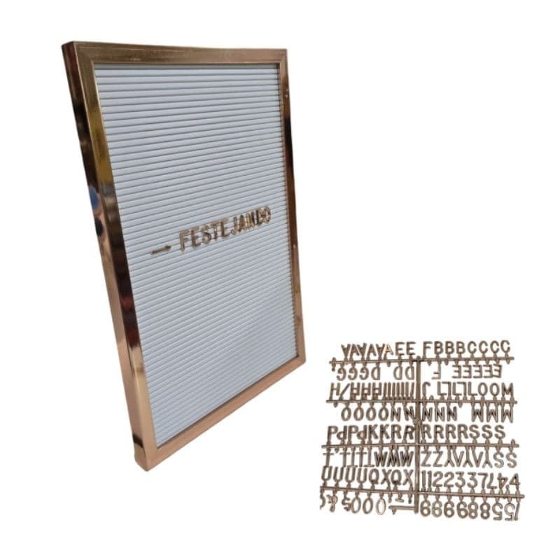 Quadro Letreiro Decorativo Grande 40x30 Quadro Rose Gold Letreiro para Decoração Quadro Parede Letter Board Enfeite