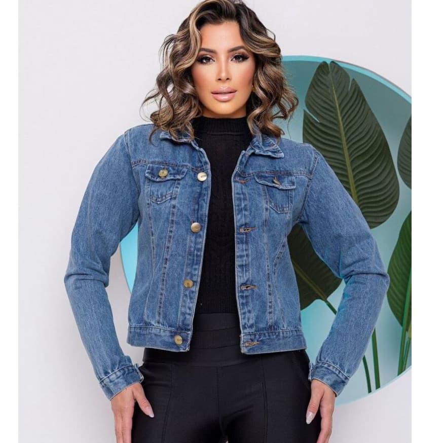 Jaqueta jeans com botões de metal boa qualidade O tecido é 100% algodão, não estica