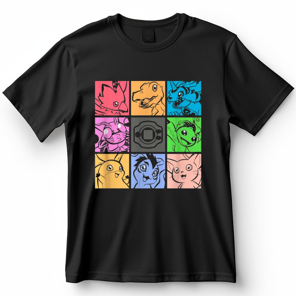 Camisa Digimon Squad Tai Agumon Tailmon Gabumon Blusa Camiseta de Anime 100% Algodão
