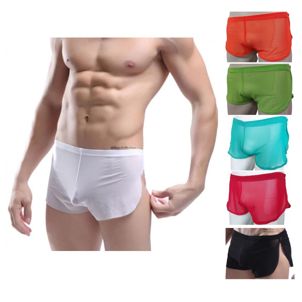 Cueca Masculina Ultra Fina com Abertura Lateral em Tule Transparente SexLord