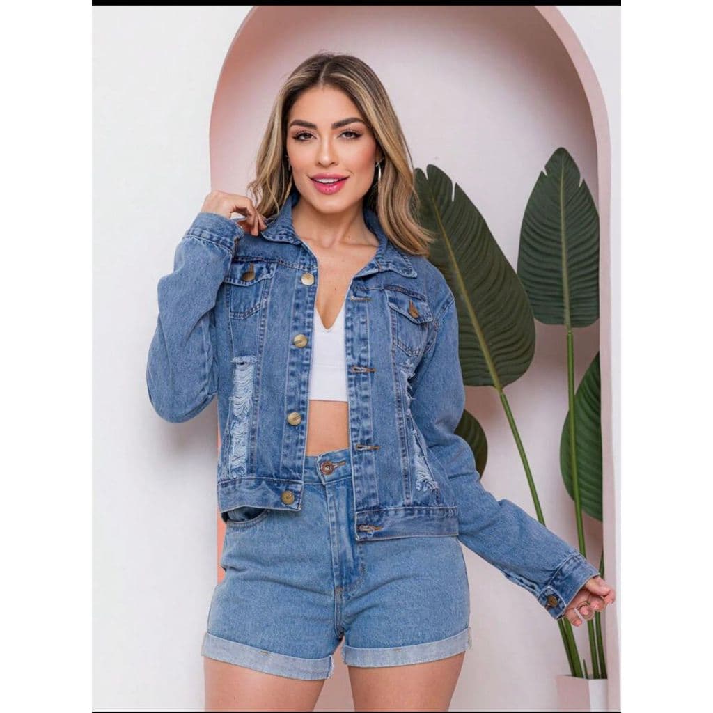 Jaqueta jeans moda feminina/boa qualidade