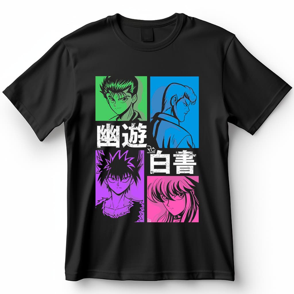 Camisa YuYu Hakusho 4 Fatias Blusa Camiseta de Anime 100% Algodão