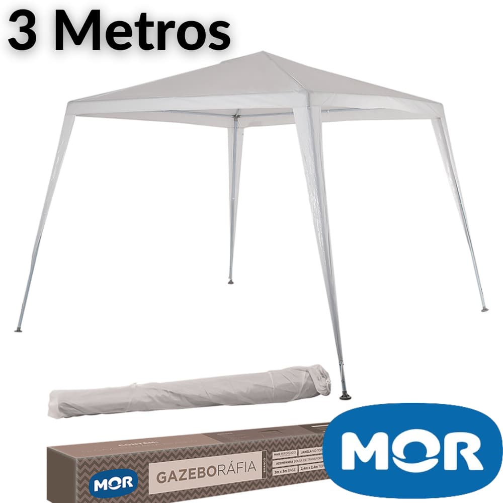 Gazebo Aço Carbono Ráfia MOR 2,4x3 Metros FPS 35 Praia Acampamento Festa Férias